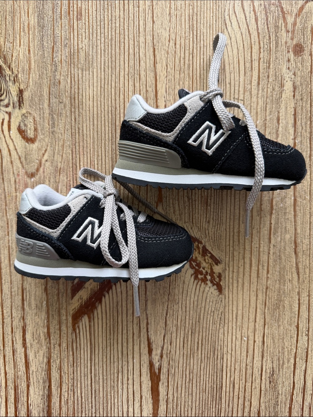 New Balance Baby Black and Gray Low-Top Sneakers